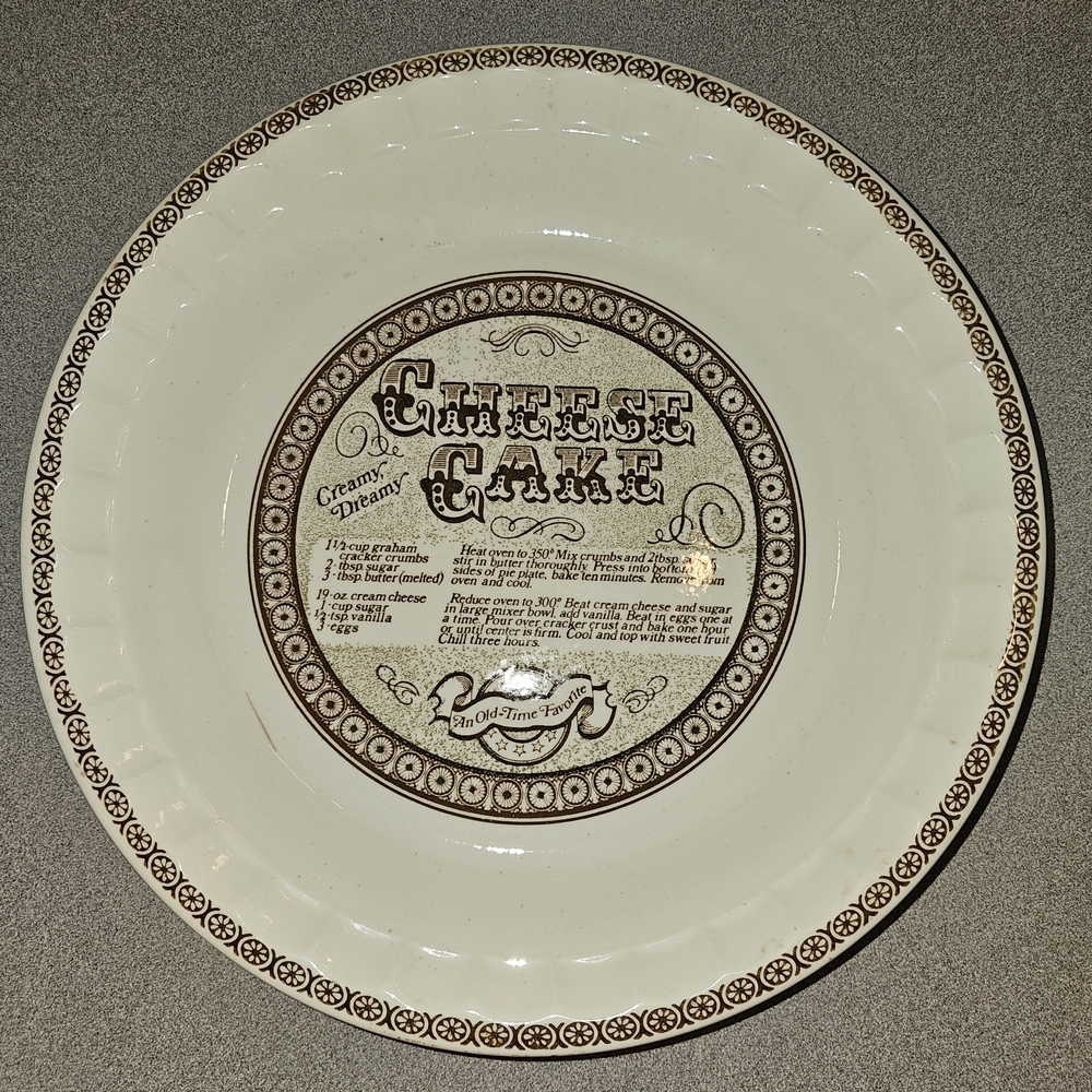 Royal China Cream and Brown Cheesecake Bakeware Serving Platter